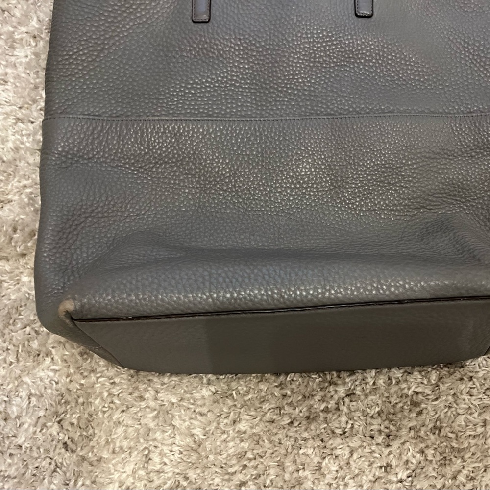 Coach Gray Leather Tote with Cream Tassels - Picture 3 of 11